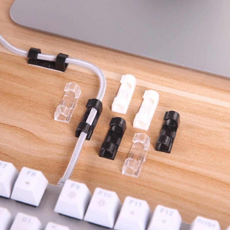 Self-adhesion Desk Organizers  Protector Ties Wire Cord Cable Clip  Management Wiring Accessories Cable Winder Holder Plastic