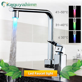 Kaguyahime LED Faucet Illuminated Color Faucet Nozzle For Bathroom Faucet Hose Hand Shower  Sensor Kitchen Head Stainless Steel