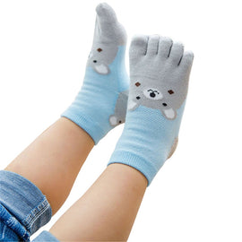 New Design Cute Cartoon Bear Five Toes Socks Kids Socks Girl Boy Children Hosiery Five Fingers Socks Mesh Breathable Foot Socks