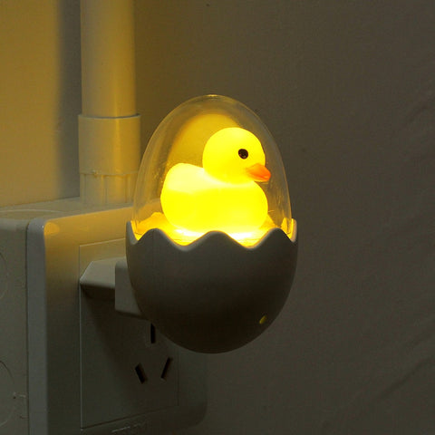 Yellow Egg Duck LED Night Light AC 220V with Remote Control Light Sensor Cartoon Lamp Children's Bedroom Toilet Home Lighting