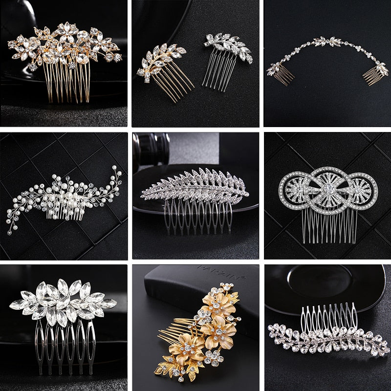 Fashion Wedding Crystal Barrette Pearl Hair Combs Ornament Bridal Hairpins Handmade  Accessories Jewelry For Bride