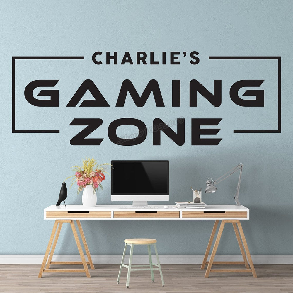 Custom Name Gaming Zone wall decal Vinyl Eat Sleep Game Controller video game wall Sticker personalised Name Playroom Decor C757