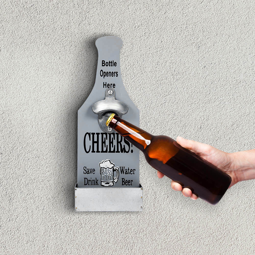 Creative Beer Bottle Opener Wood Wall Mounted Bar Home Restaurant Wall Decoration Wine Kitchen Bottle Can Opener Vintage Style