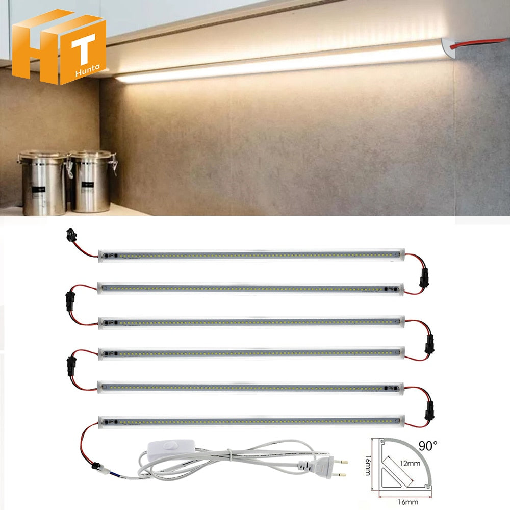 220V LED Cabinet Light V-Type Wall Corner Tube Lamp White Natural/Warm White LED Bar Wardrobe Kitchen Lighting with Switch