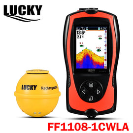 LUCKY Rechargeable Fish Finder FF1108-1CWLA Wireless Sonar Sensor Fishing Finder Color Display Max 45M Water Depth