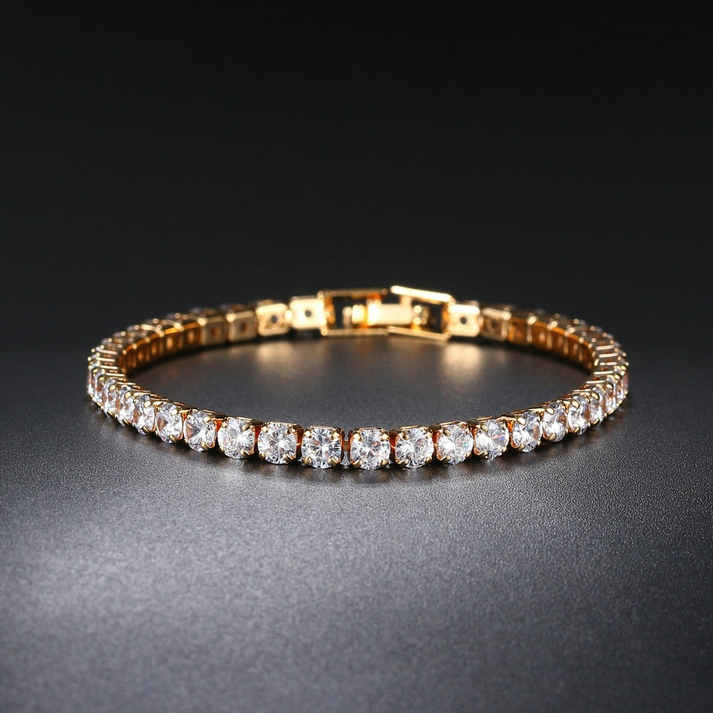 ZHOUYANG Tennis Bracelets For Women Simple Luxury Round Crystal Gold Color Bangle Chain Wedding Girl Gift Wholesale Jewelry H074