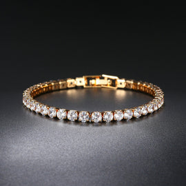ZHOUYANG Tennis Bracelets For Women Simple Luxury Round Crystal Gold Color Bangle Chain Wedding Girl Gift Wholesale Jewelry H074