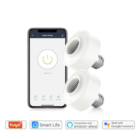 Tuya Smart Life WiFi Light Socket Lamp Holder for E26 E27 Edison Screw Led Bulb Google Home Echo Alexa Voice Control App Timer