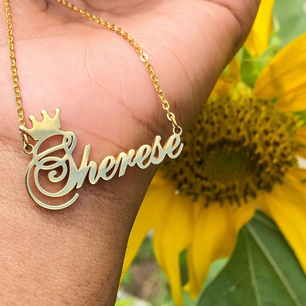 Custom Name Necklace For Women With Crown Personalized Stainless Steel Nameplate Choker Necklaces Birthday Wedding Jewelry Gift