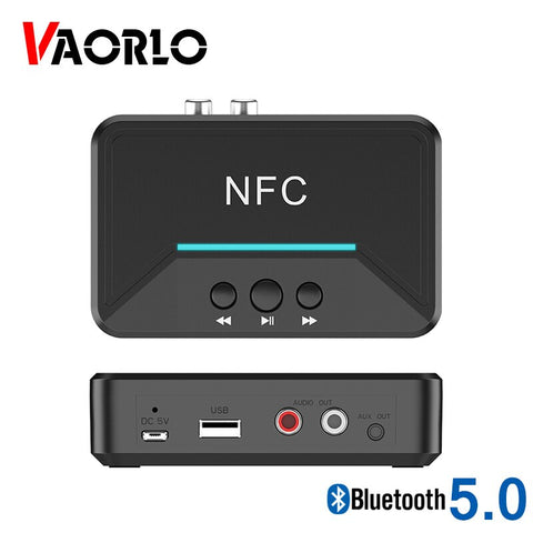 VAORLO NFC 5.0 Bluetooth Receiver A2DP AUX 3.5mm RCA Jack USB Smart Playback Stereo Audio Wireless Adapter For Car Kit Speaker