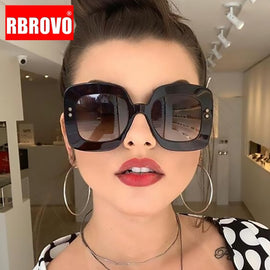 RBROVO Square Retro Sunglasses Women 2023 Luxury Sun Glasses Women/Men Oversized Sunglasses Women Vintage Oculos De Sol Feminino