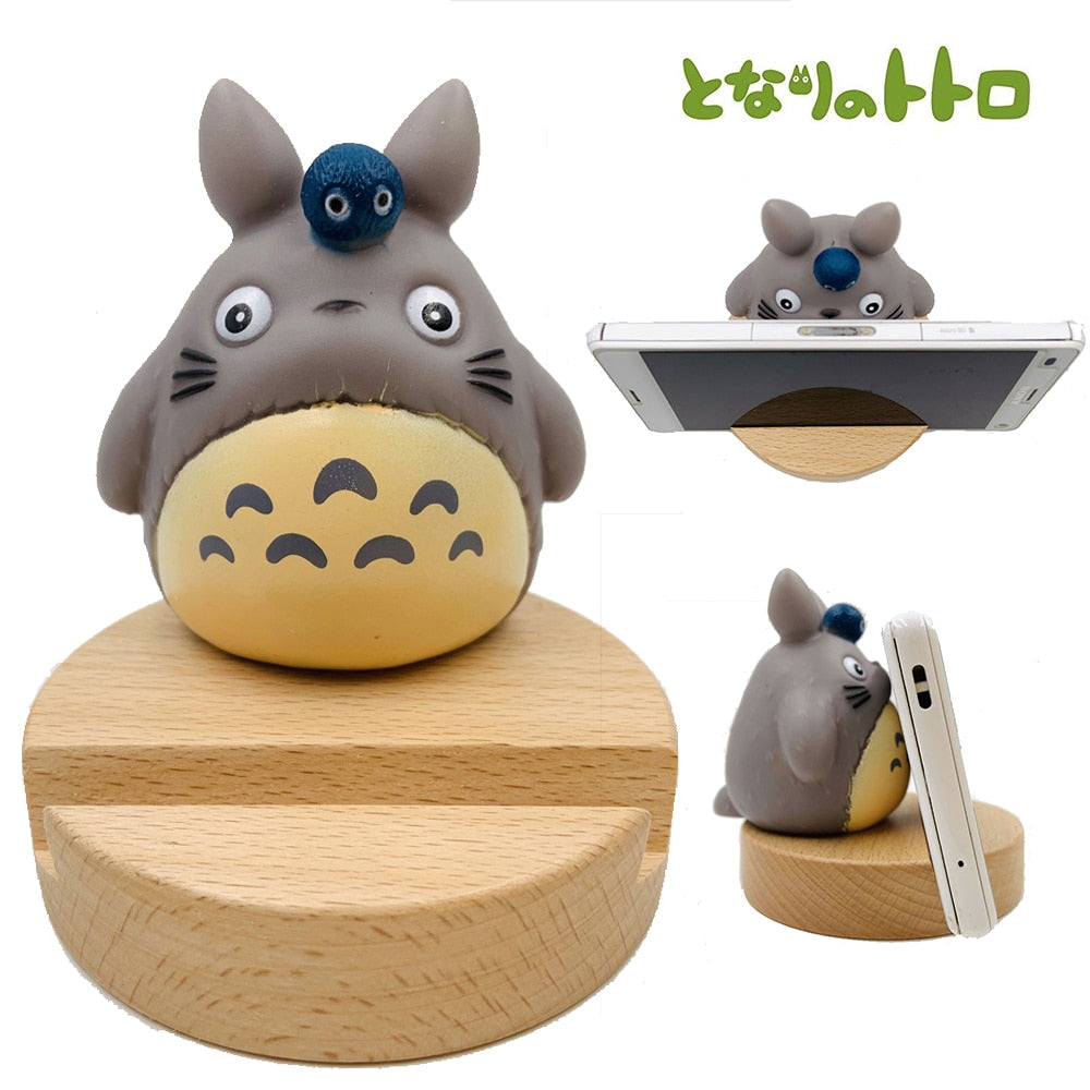 Totoro Universal Wooden Phone Holder for iPhone 11 Pro Max X XS Mobile Phone Bracket For Samsung S10 9 Tablet Stand Desk Phone