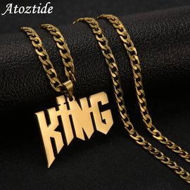 Women Necklace Customized Name Necklace Pendant Gold Color Personalized Stainless Steel 7mm Wide Thick Chain Jewelry for Women Gifts