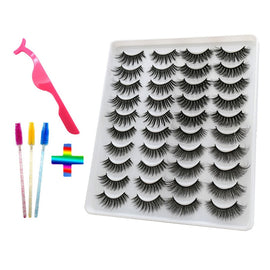 10/20 Pairs of Handmade False Eyelashes Naturally Soft Eyelashes Enlarged Eyes 3D Mink Eyelash Brush Makeup Eyelash Tool