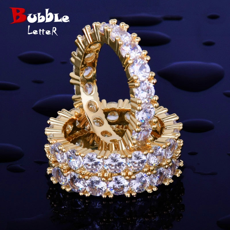 Bubble Letter Tennis Rings for Men Bling Charm Real Gold Plated Hip Hop Jewelry 2022 Trend