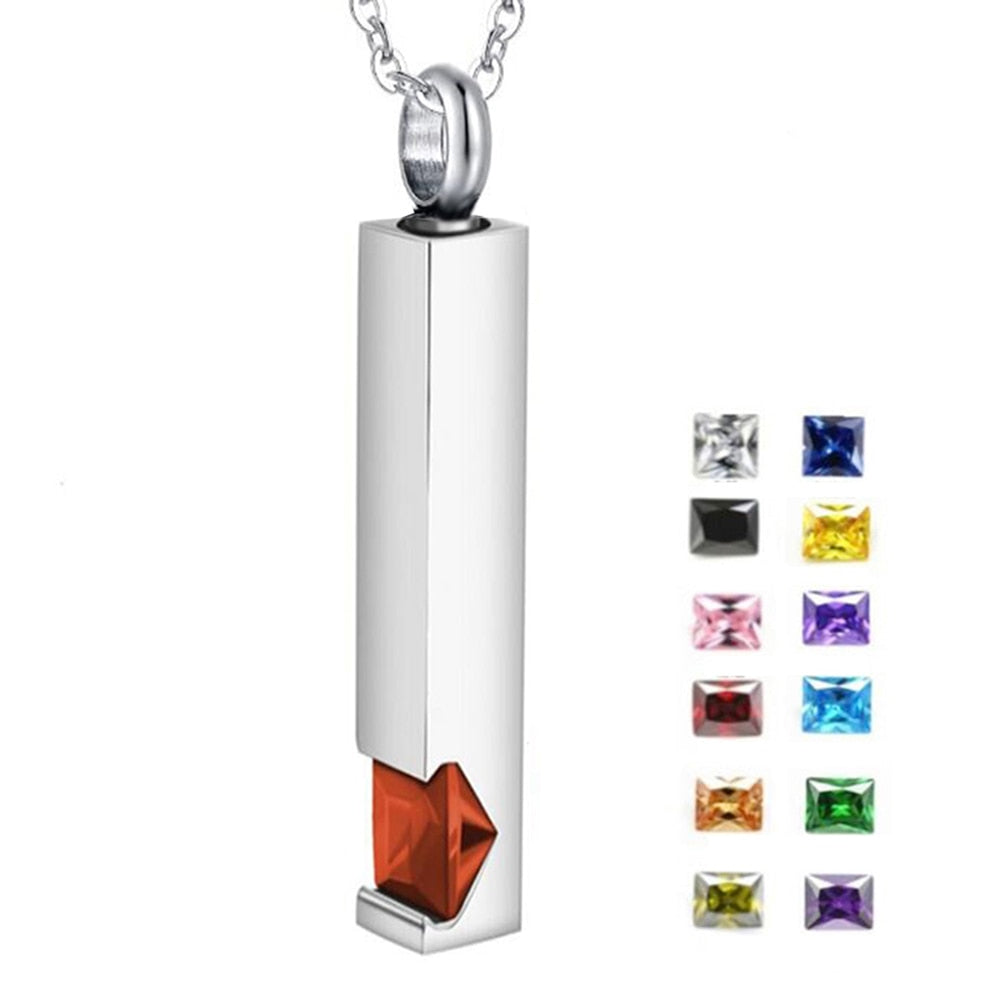12 Kinds Zircon Birthstone Cremation Jewelry for Ashes Men Women Urn Necklace Stainless Steel Memorial Jewelry