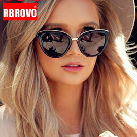 RBROVO 2023 New Oversized Sunglasses Women Cateye Retro Glasses for Women Luxury Sunglasses Women Brand Oculos De Sol Feminino