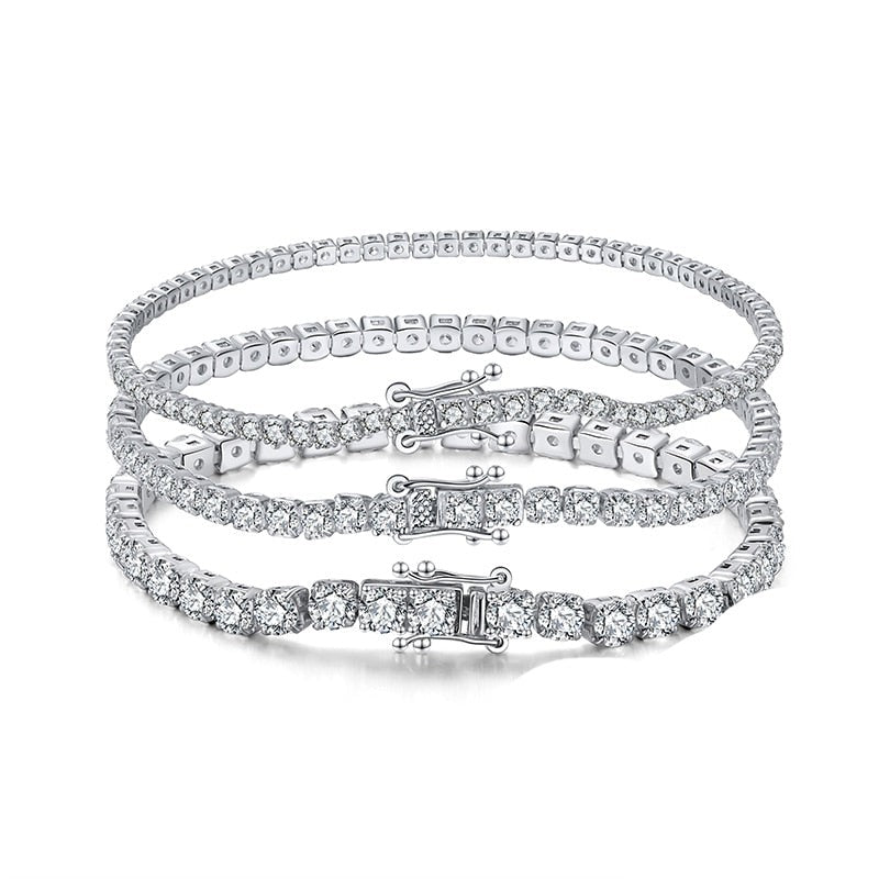 Rinntin SB94 Tennis Bracelet - A stunning piece of fine jewelry for women, crafted from 100% Real 925 Sterling Silver and adorned with sparkling AAAA Austrian Cubic Zirconia