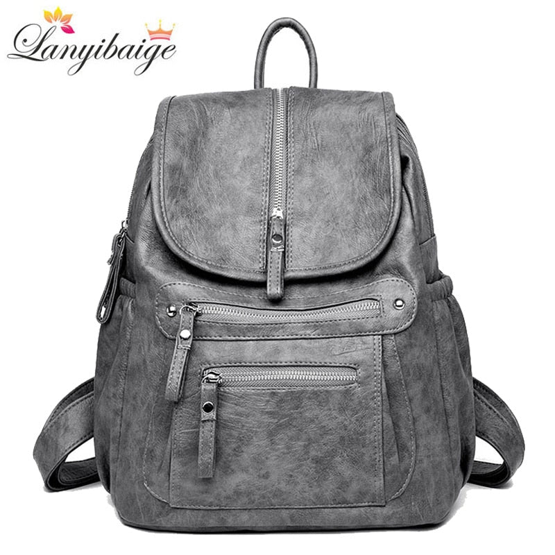 2021 New Women Backpack High Quality Leather Backpack Fashion School Bags Casual Shoulder Bags Large Capacity Travel Backpack