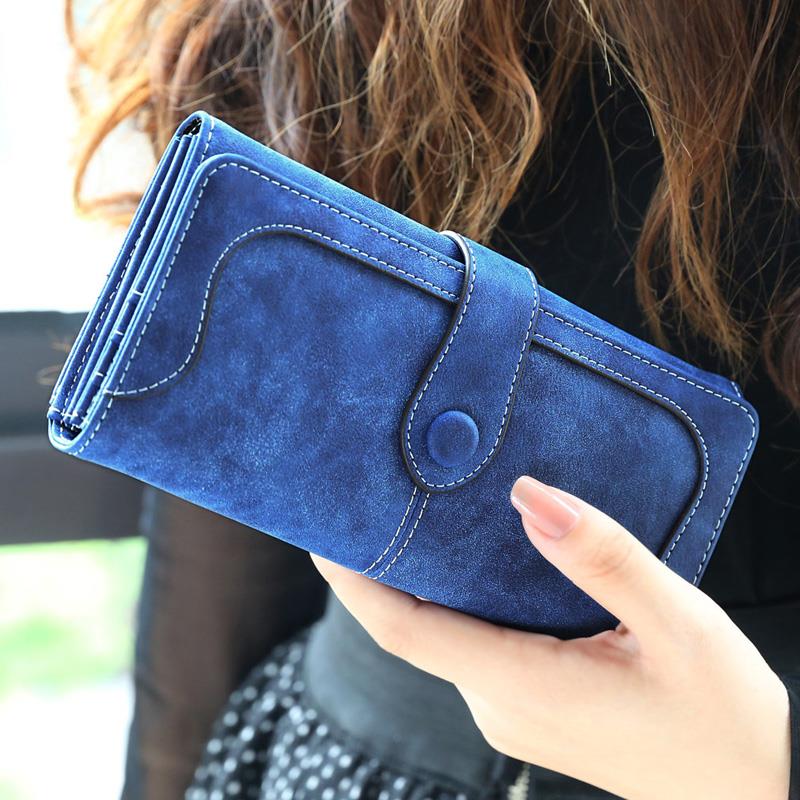 Aliwood Brand Wallets Retro Nubuck Leather Women's Long Wallets Clutch Female Hasp Purse Vintage Money Bag Carteira Card Holder