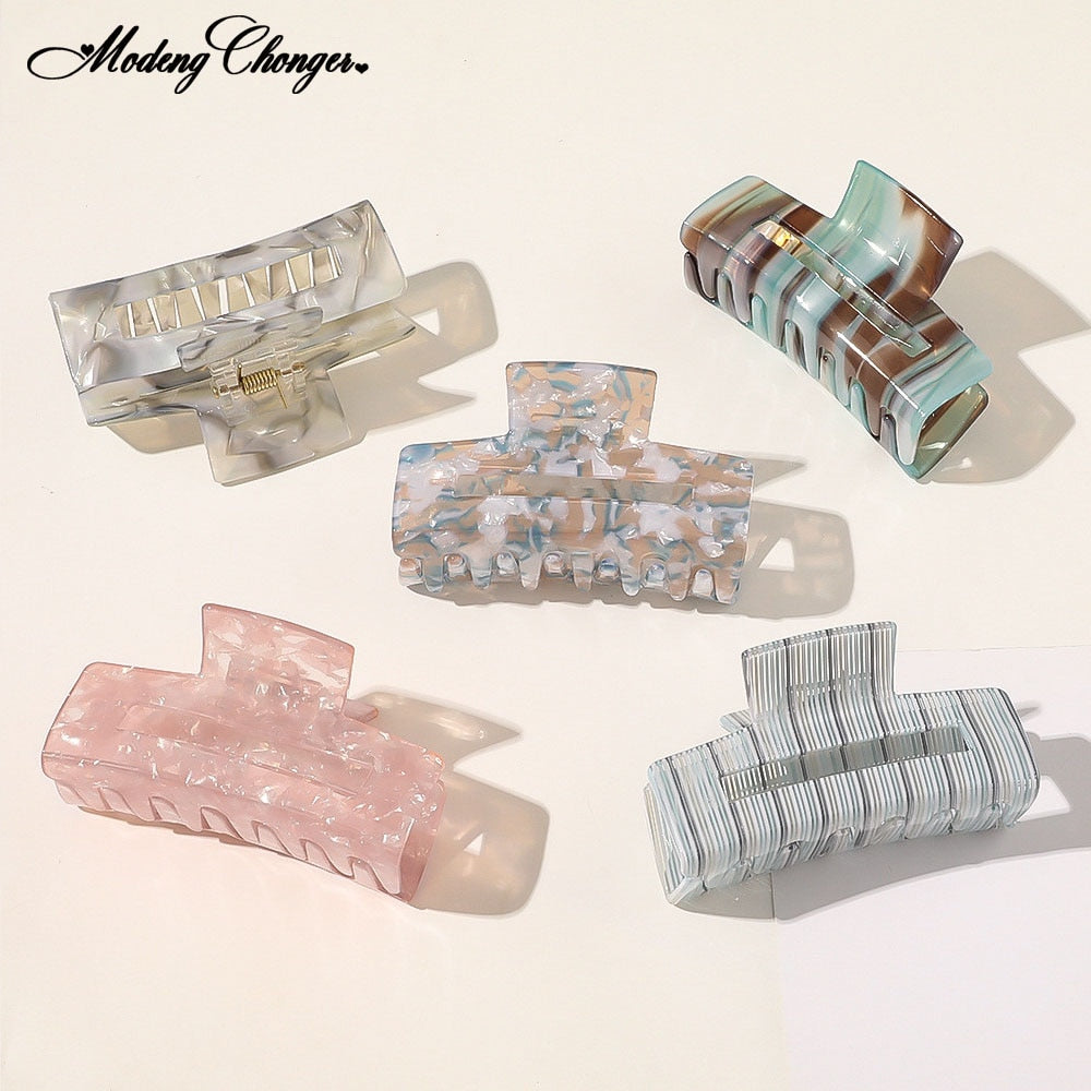 New Fashion Large Size Rectangle Acrylic Hair Clip For Woman Multiple Colorful Geometry Hair Crab Hair Claws Hair Accessories