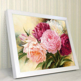 5D Full Diamonds Peony Flowers Embroidery Cross Stitch Kits Household Handmand DIY Decoration Crafts Wall Decor Material Package