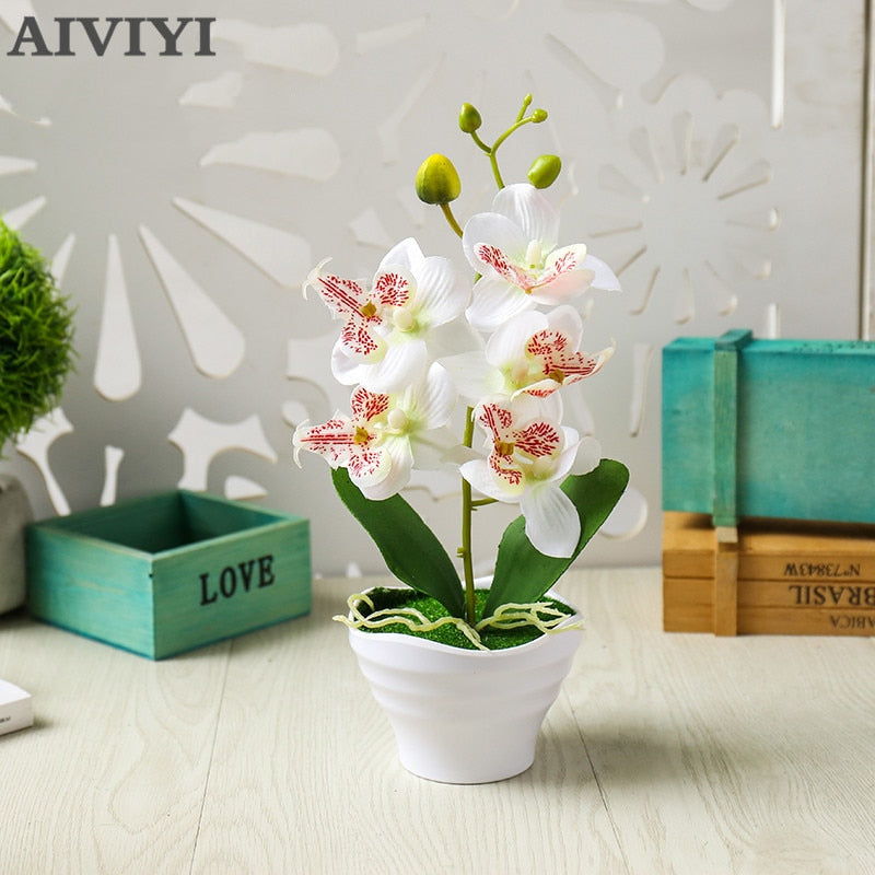 Five-headed Phalaenopsis Bonsai Creative Garden Decoration Artificial Potted Plants Magnolia Flower Artificial Flowers Orchid