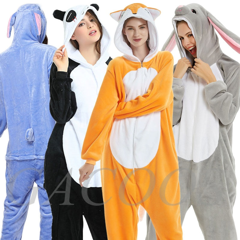 Kigurumi Unicorn Pajama Stitch Adult Animal Onesie Women Men Couple Pajamas Winter Pijamas Suit Panda Sleepwear Flannel Pyjamas