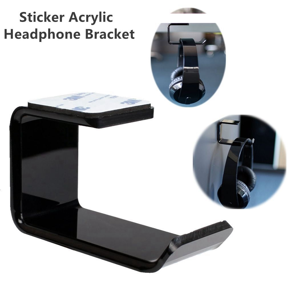 Sticky Acrylic Headphone Bracket Sticker Wall Mounted Headset Holder Stand Under Desk Hanger Hook Earphones Display Stand Holder