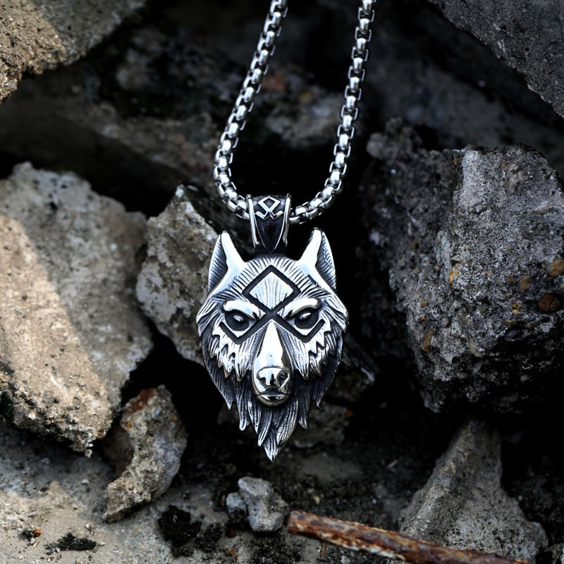 Fashion Vintage Women Men Vingking Wolf Stainless Steel Pendant Chain Necklace Jewelry BP8-514