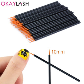 OKAYLASH 50pcs/lot Black Handle Reusable Gel Liner Nail Art Brushes Painting Pen Beauty Makup Tools