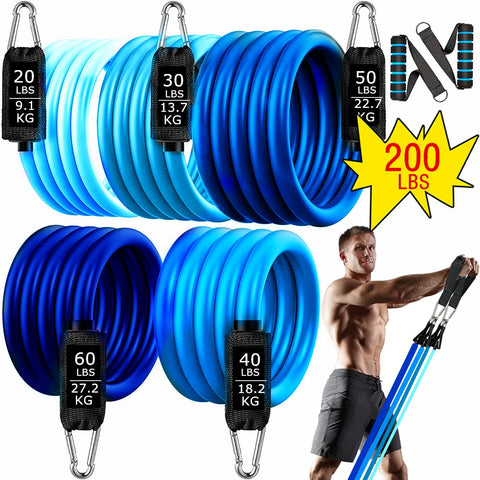 200lb Fitness Resistance Bands Set 11/17pcs Exercise Workout Band Gym Equipment for Home Bodybuilding Training Physical Therapy