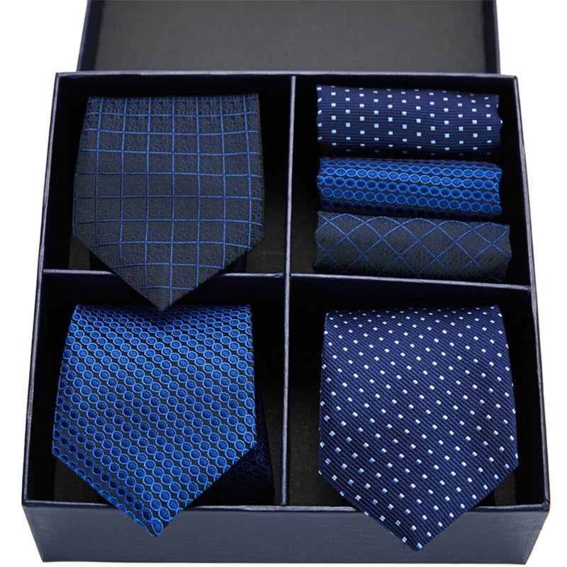 Gift box packing Silk Ties For Men Novelty Hanky  Set 3 Styles  Men's Tie Formal Red Cravat for Wedding Business Necktie