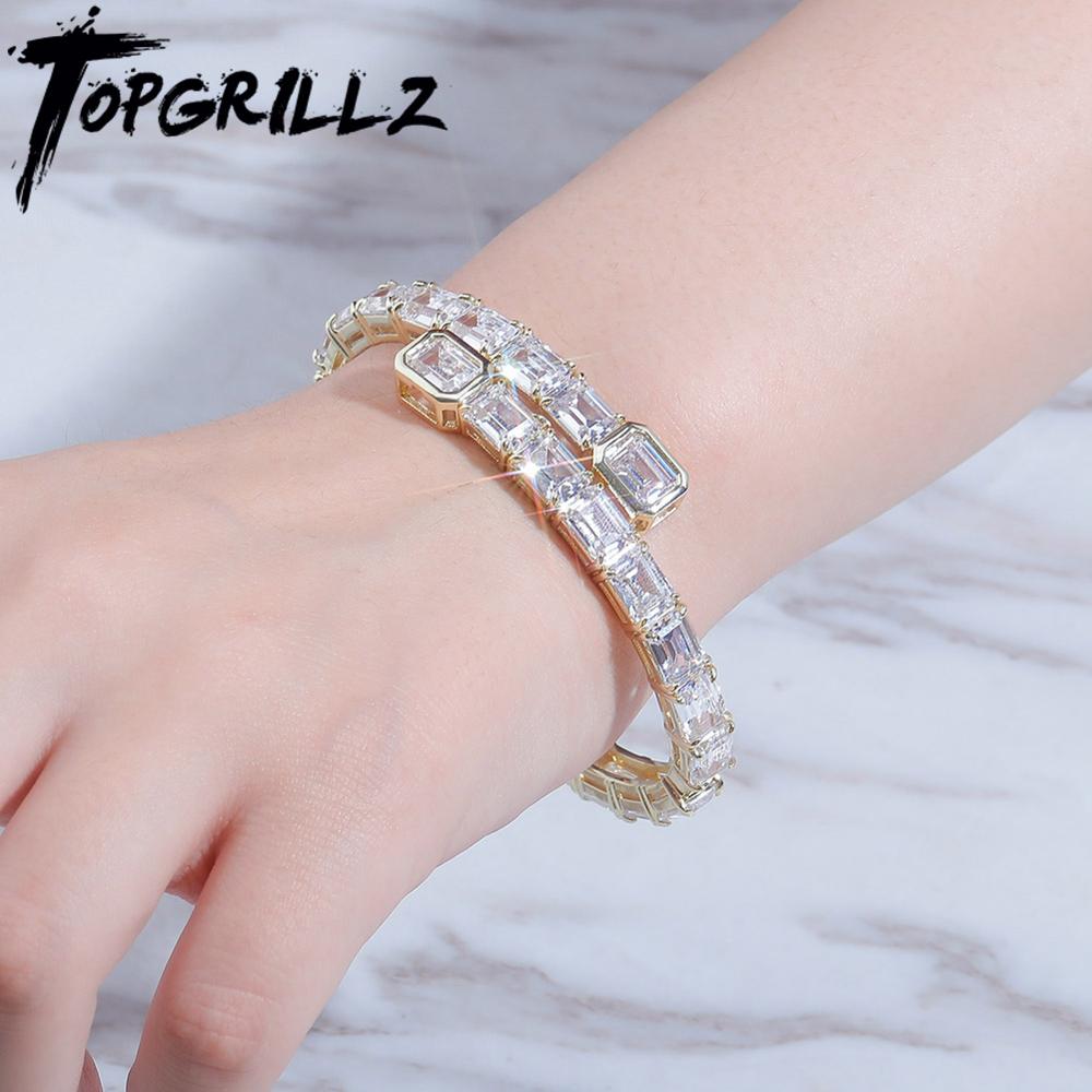 TOPGRILLZ 12mm Bracelet High Quality Iced Out Cubic Zirconia Women&#39;s Bracelet Hip Hop Fashion Charm Jewelry Gift For Men Women