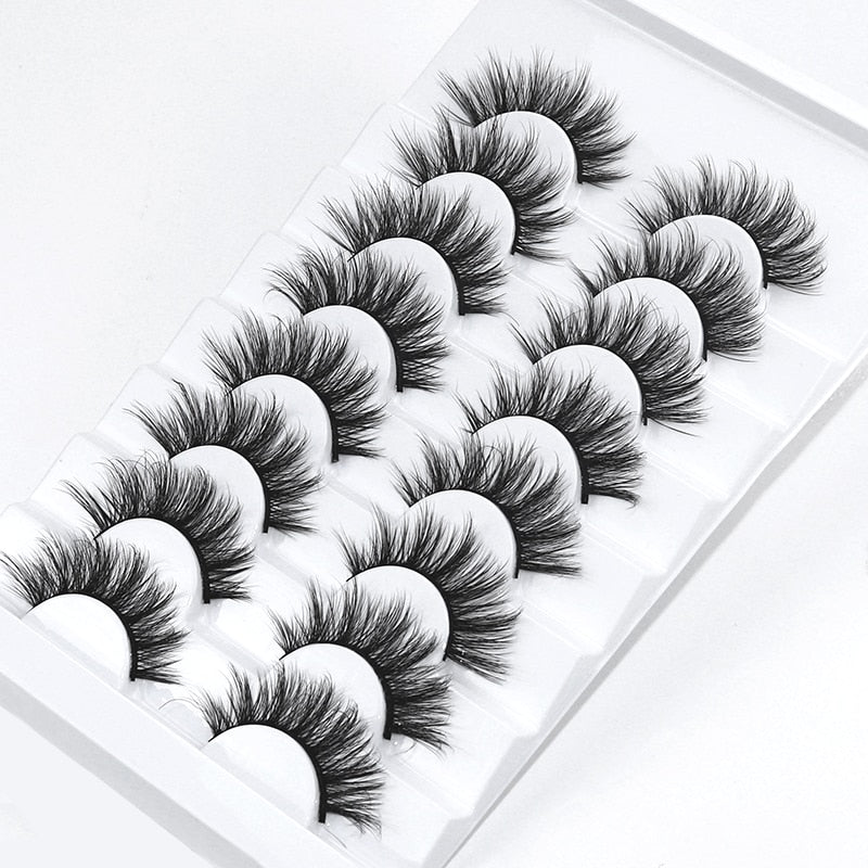 5/8 Pairs 20mm Mink Lashes 3D Natural False Eyelashes Fluffy Faux Mink Eyelashes Wispies Long Extension Eyelashes Pack Maquiagem