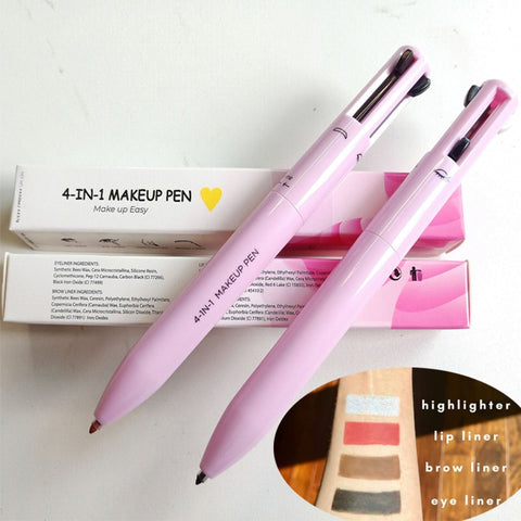 4 In1 Makeup Pen Eyebrow Pencil Drawing Eyeliner Highlighter Lip Liner Lip Gloss Fadeless Waterproof Cosmetic Tools Maquillaje