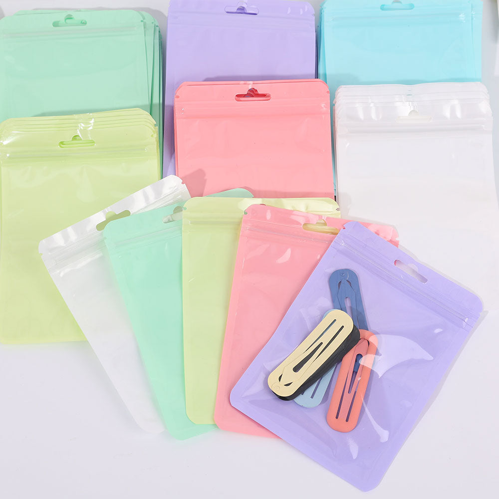 10-50pcs Zip Bags Candy Colors Pouches Reclosable Plastic Jewelry Cookie Food Storage Bag Zipper Bags Clear Gift Packaging Case