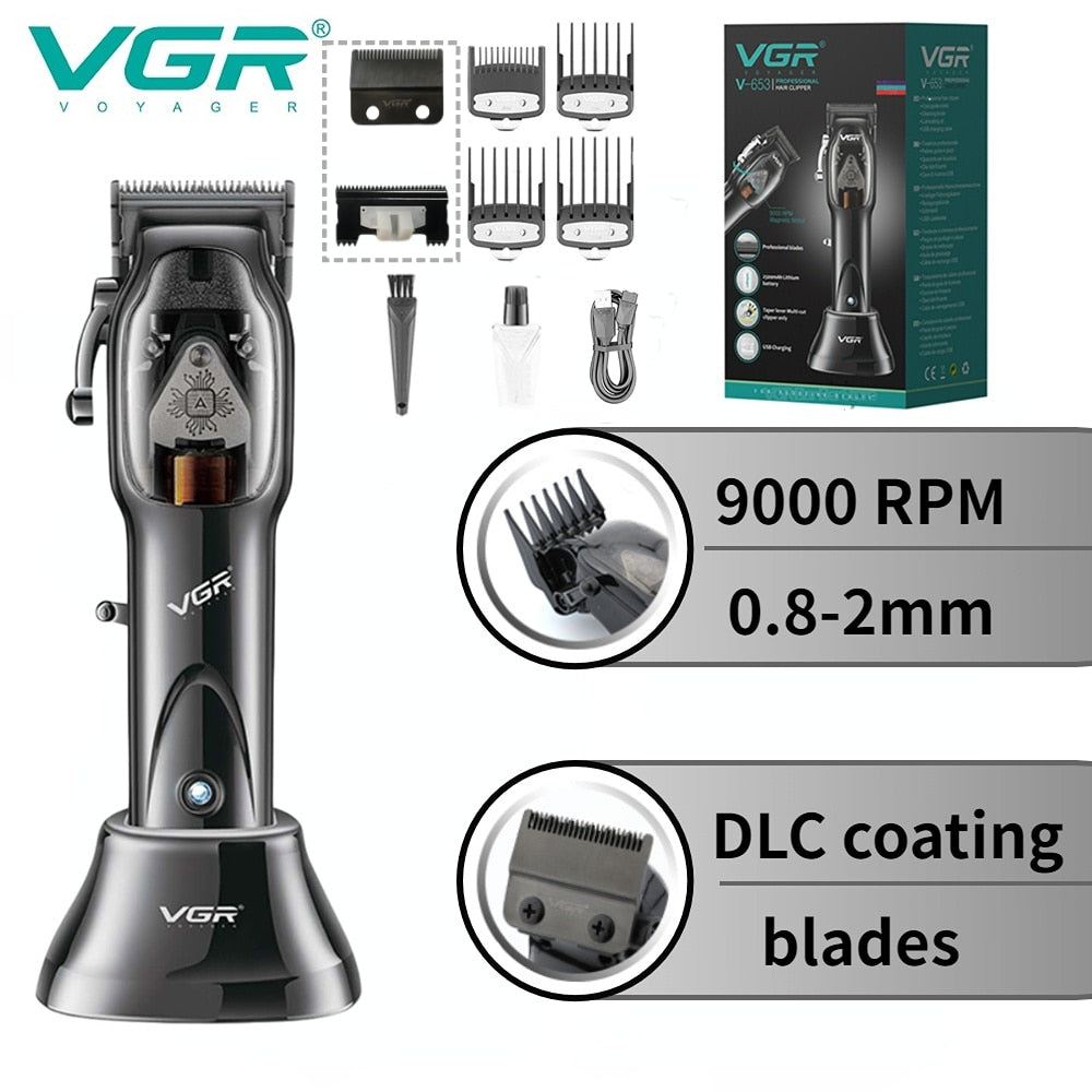 VGR Hair Clipper Professional Hair Trimmer Cordless Haircut Machine Adjustable Hair Cutting Machine Barber Clipper for Men V-653