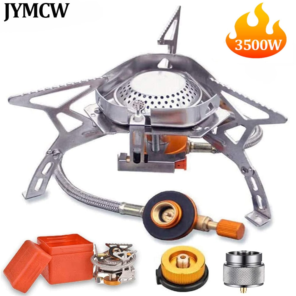 Camping Wind Proof Gas Burner Outdoor Strong Fire Stove Heater Tourism Equipment Supplies Tourist Kitchen Survival Trips