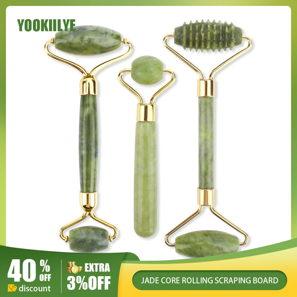 Natural Jade Facial Roller Eyes Massage Roller Face-lift Massager for Face Body Roller Anti-wrinkle Anti-aging Skin Care Tool