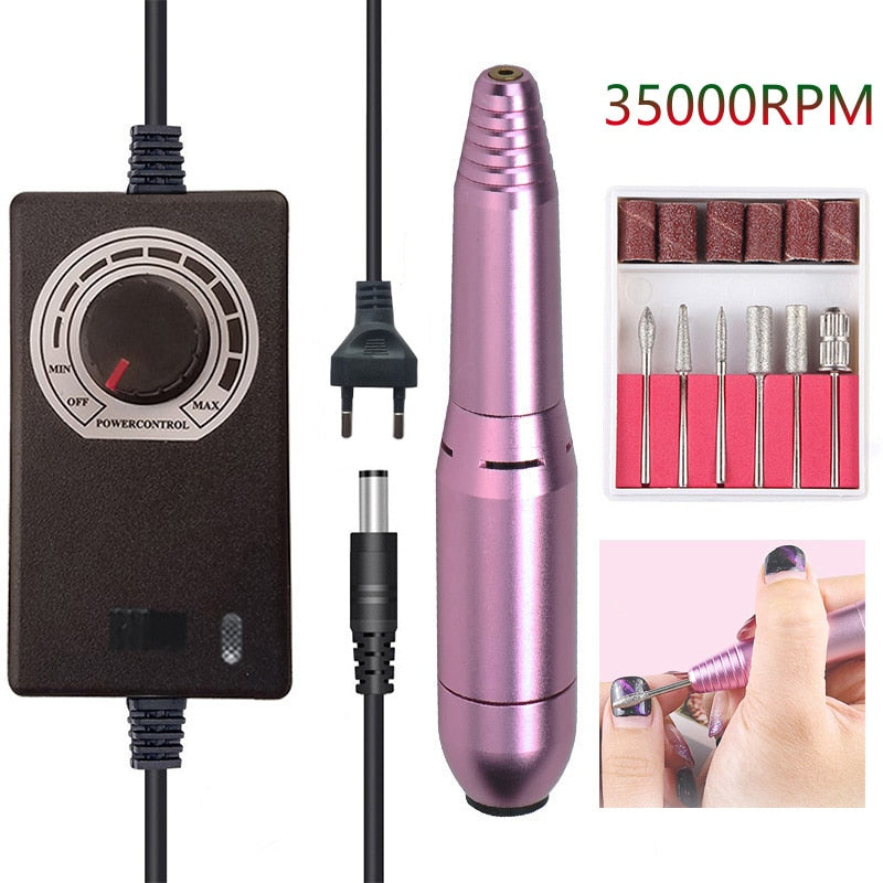 35000RPM Electric Nail Drill Machine Manicure Drill Machine Pedicure Drill Salon Nail Drill Machine Portable Nail Drill Machine