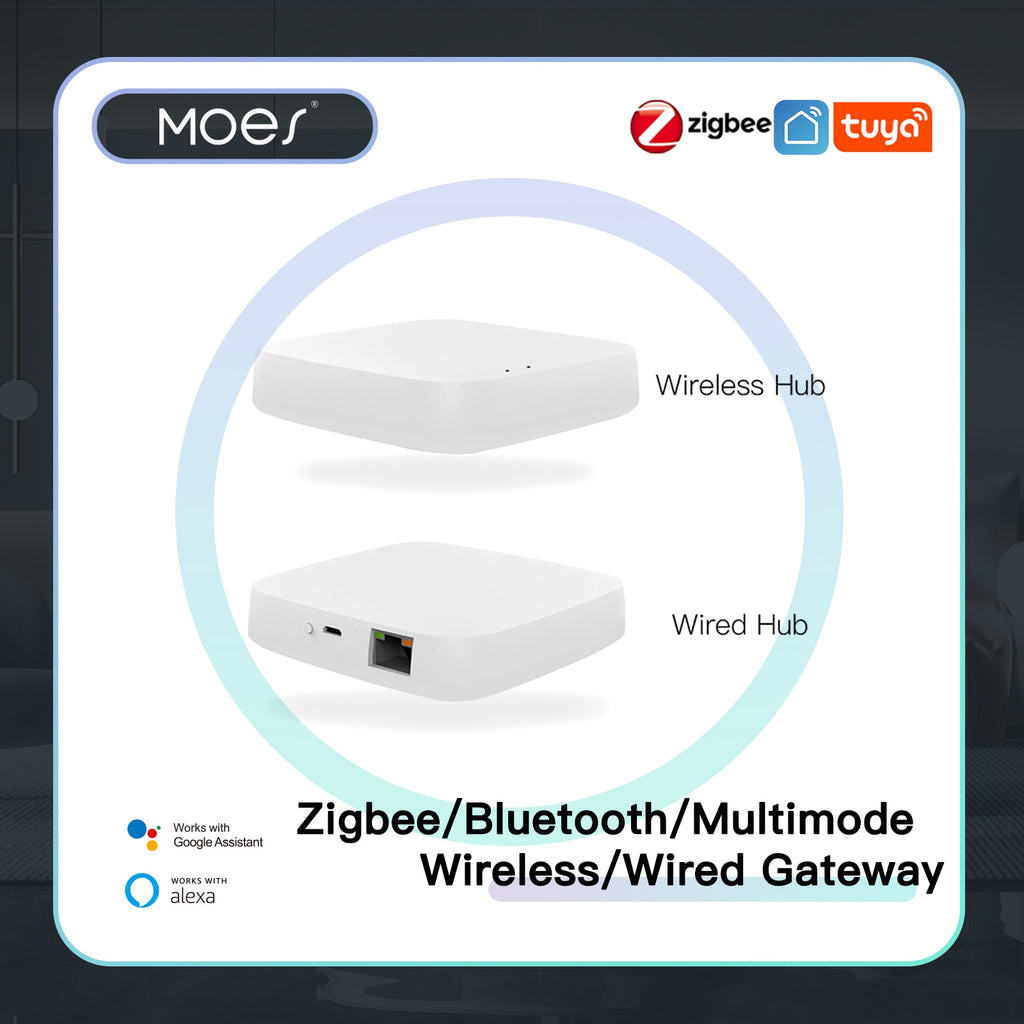 MOES Tuya ZigBee/BLE Smart Gateway Hub Smart Home Bridge Smart Life APP Wireless Remote Controller Works with Alexa Google Home