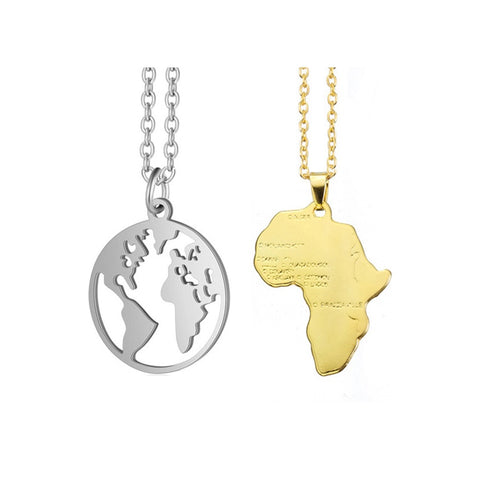 Mode Statement Halskette Frauen geometrische Anhänger Halskette Kragen Schmuck Origami Afrika globale Weltkarte Halskette