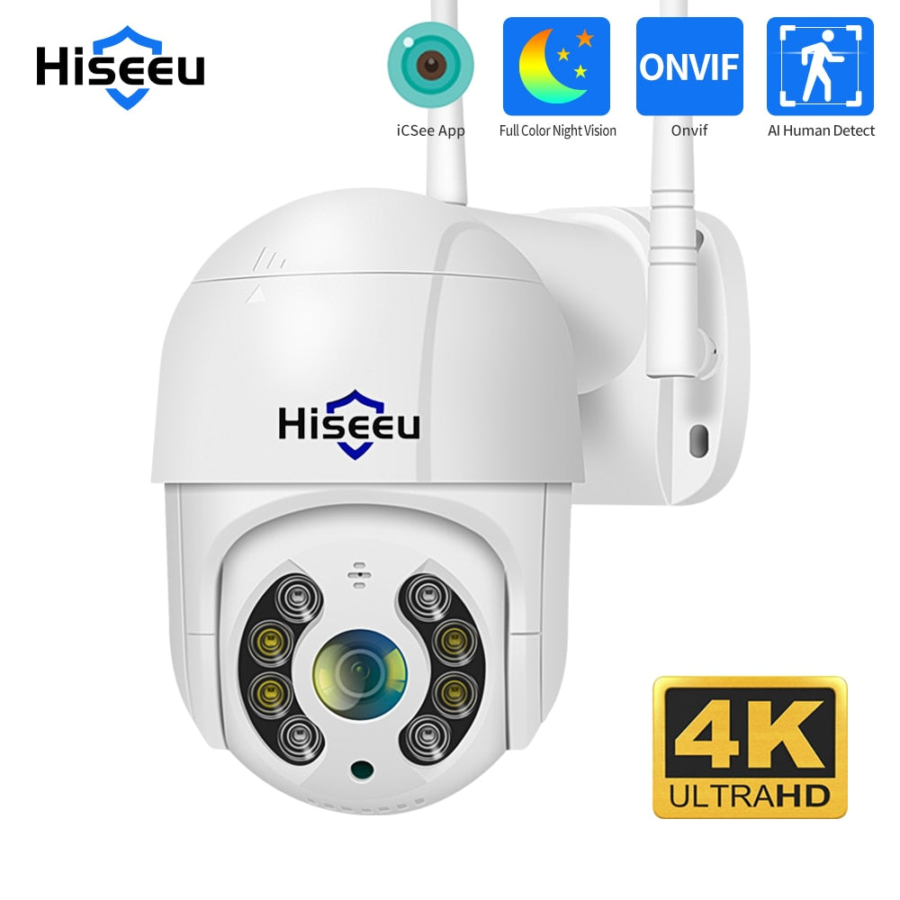 Hiseeu 4K 8MP PTZ WIFI IP Camera Speed Dome Outdoor 5X Digital Zoom 5MP 3MP 1080P Wilress Video CCTV Surveillance Cameras iCsee