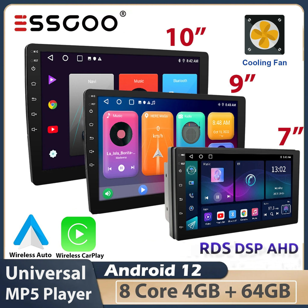 ESSGOO Carplay Car Radio 2 Din 7"/9"/10" MP5 Player GPS Navigator Wireless Android Auto 2.5D IPS Screen Wi-Fi DSP Car Autoradio