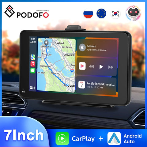 Podofo 7inch Car Radio Carplay Multimedia Video Player Navigation Stereo Wireless Android Auto MP5 Radio Bluetooth Voice Control