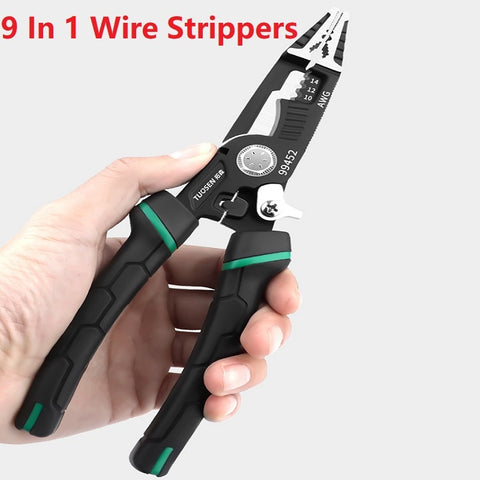 9 In 1 Hand Tool Crimping Tool Sharp-nosed Peeling Pliers Electrician Special Tool Multi-function Wire Stripper Cutter Pliers