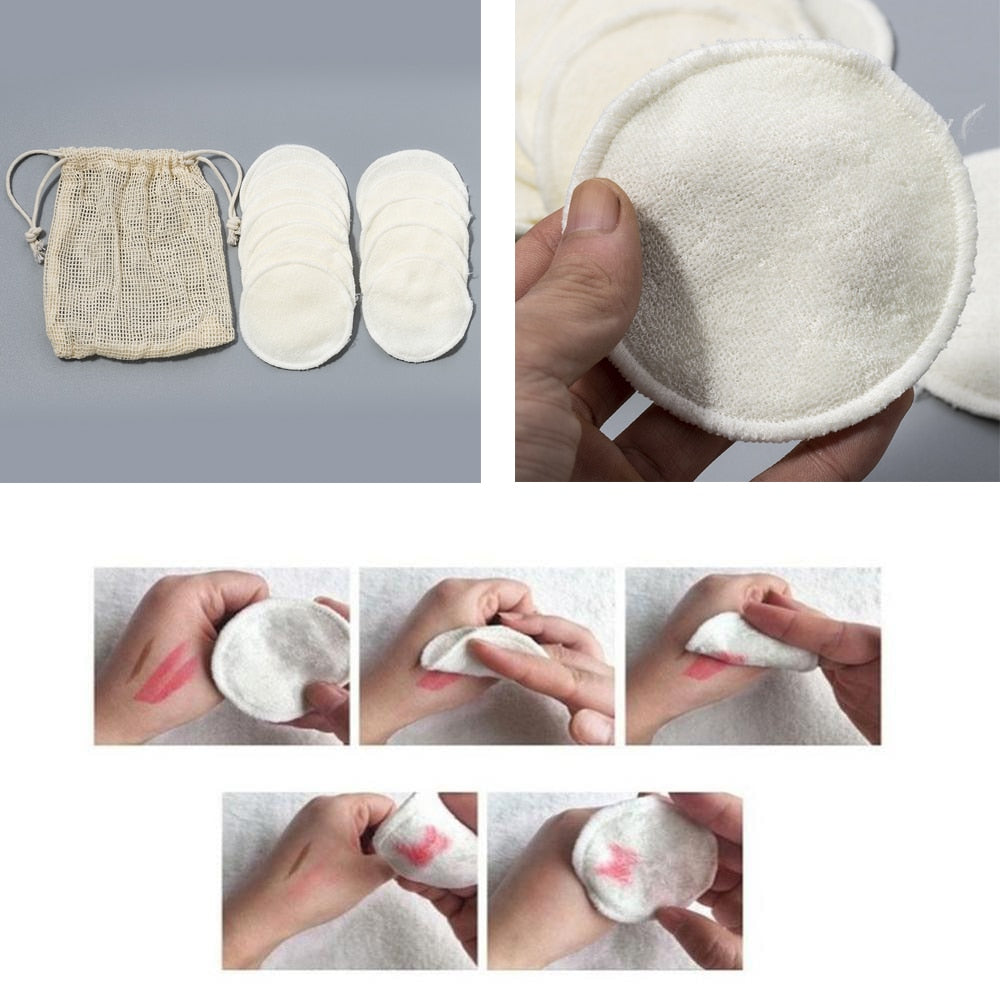 12 Pcs Reusable Cotton Bag & Makeup Remover Pads Make Up Facial Remover Bamboo Fiber Facial Skin Care Nursing Pads Skin Cleaning