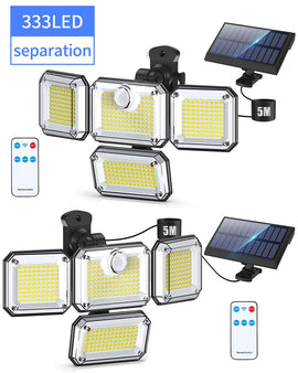 Waterproof Solar Powered Outdoor Light Motion Sensor 2000LM 333 LED Security Street Lamp Sconce Spotlights for Garden Decoration