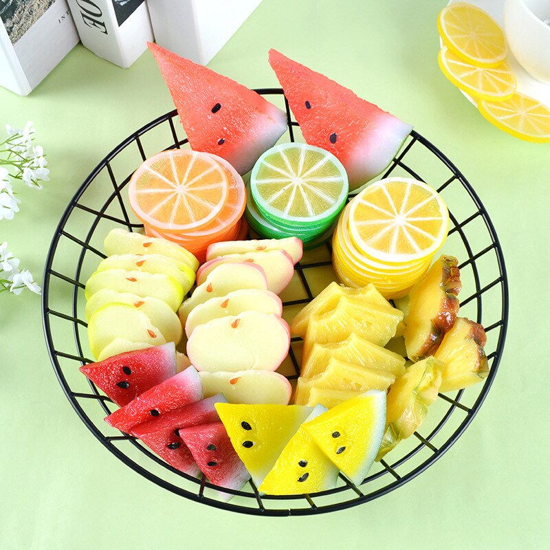 Watermelon/Lemon/Pineapple Fruit Slices Artificial Fruits Fake Fruits for Kitchen Decor Shooting Props Plastic Fruit Photo Model